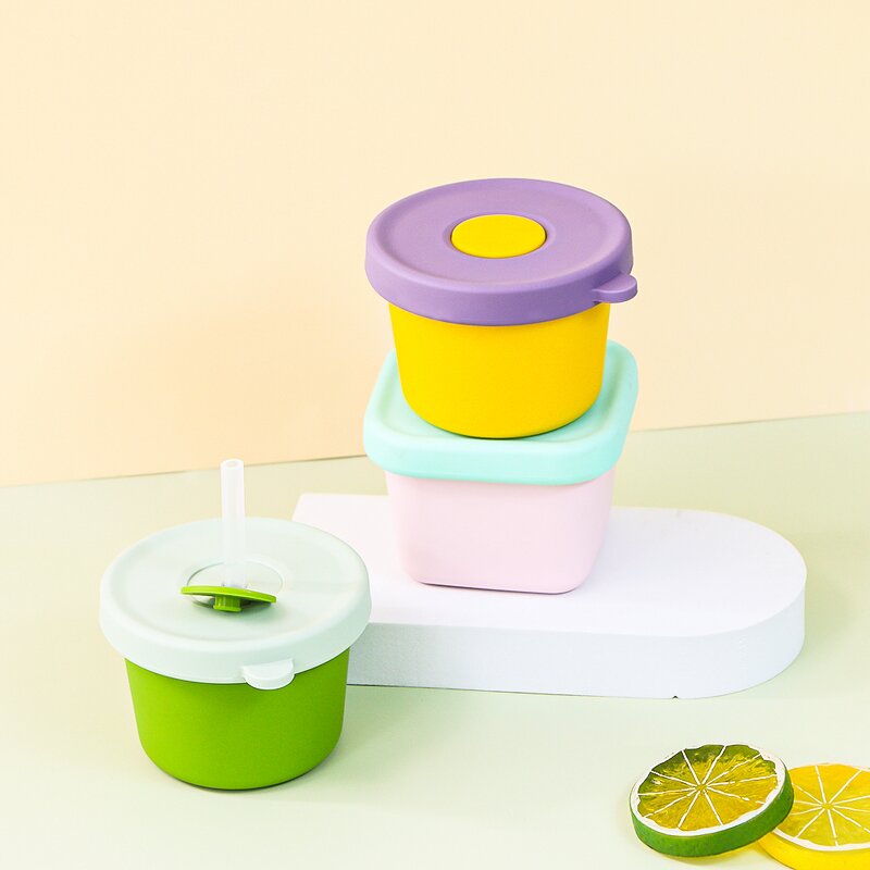 Breast Milk Bottle Manufacturer - Microwavable Food Grade Silicone Cartoon Pattern with Lids 0-12 Months