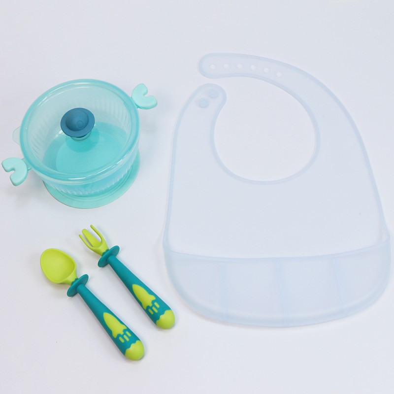 Silicone Tableware Set Manufacturer - Customizable Food-Grade Washable Bib and Snack Bowls for Baby