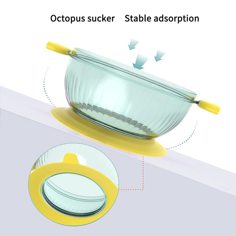 Kids Food Bowl Manufacturer - Anti Spill PP Plastic Transparent School Lunch Suction Bowl for Children