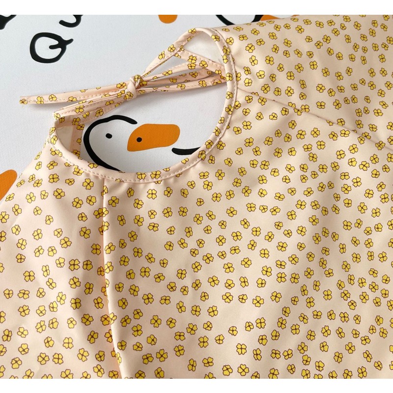 Infant Smocked Coverall Manufacturer - Wholesale PU Adjustable Long Sleeve Bibs Waterproof Drool Feeding Baby Clothes