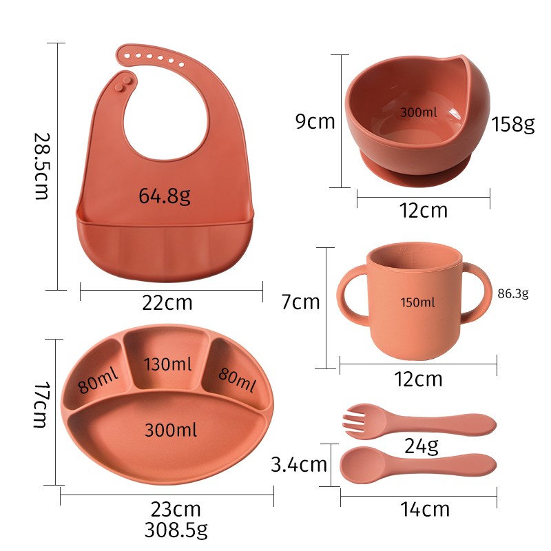 Silicone Baby Bowl Set Manufacturer - Wholesale Suction Plate Training Cup Spoon Fork Bibs