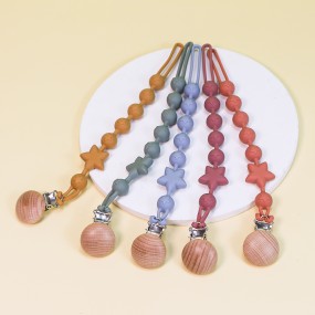 Pacifier Teether Holder Set Manufacturer - Hot Selling Adjustable Silicone Animal Custom Beads Clip
