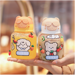 Water Bottle - Bear Lid Straw Design