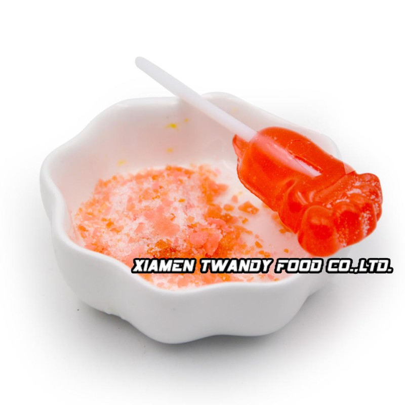 Magic Pop Popping Sour Fruit Flavour Foot Shape Lollipop Candy With Sour Powder Candy