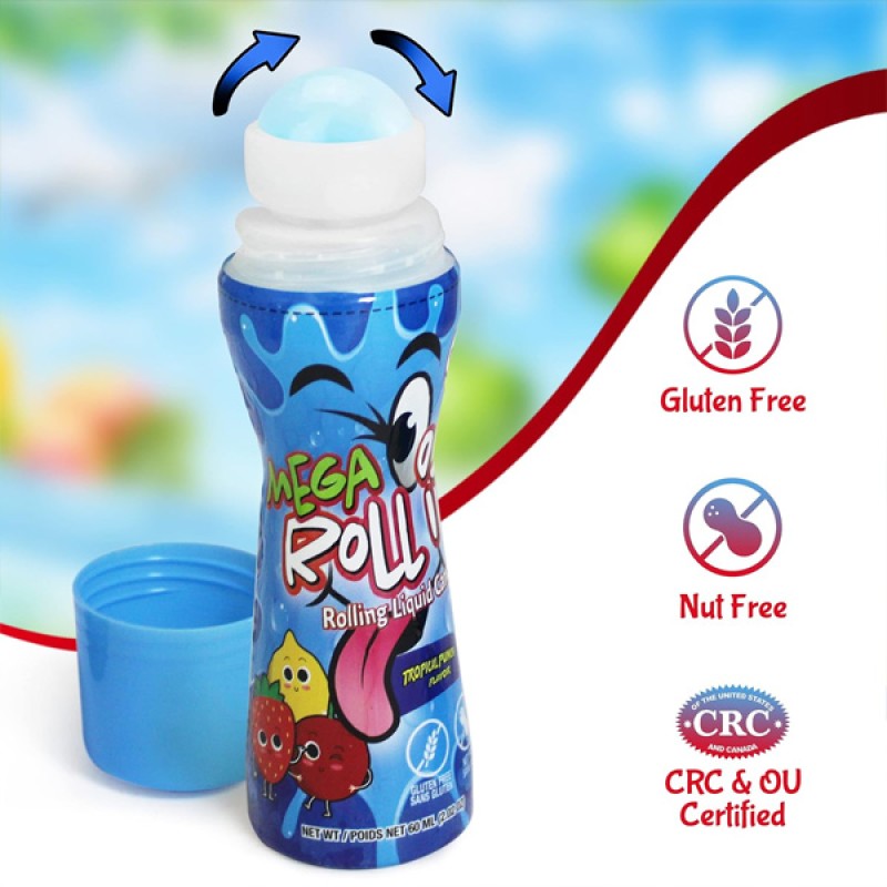 Wholesale Custom China Sweet Sour  Assorted Fruity Bottle Rolling Ball Liquid Candy