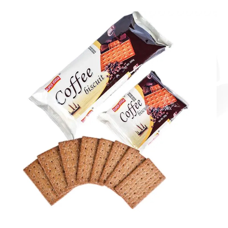 Superviviga 100g Crispy Coffee Biscuit Cracker Sweet Sugar Wafer in Sachet Packaging