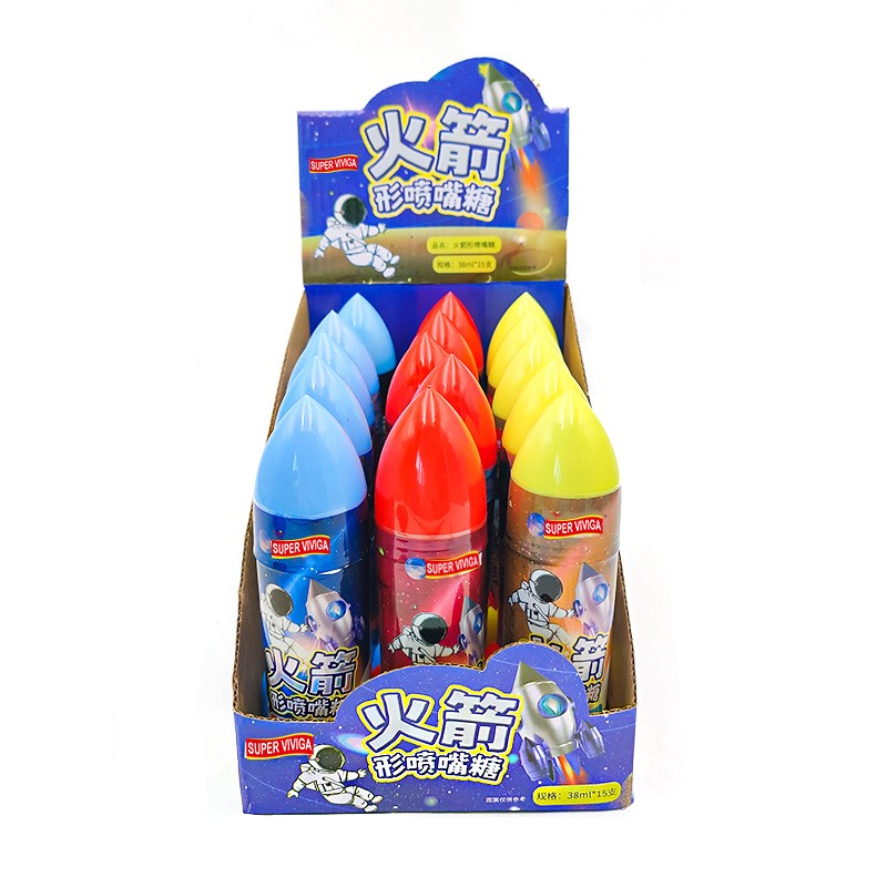 Factory Wholesale Rocket Shape Fruit Sweet Sour Spray Liquid Candy