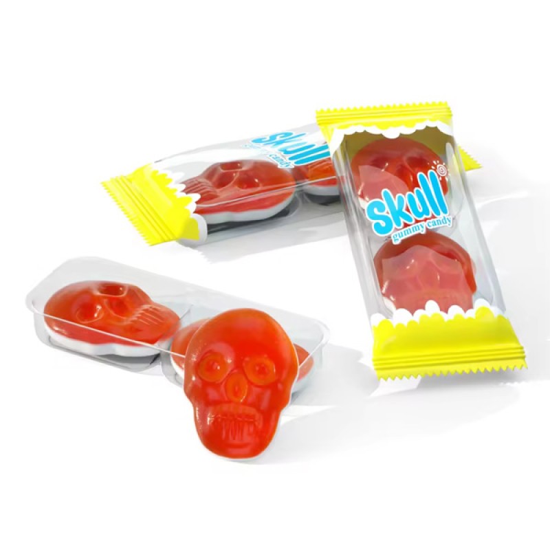 Wholesale Custom Sweet Fruit Skull Shape Gummy Candy