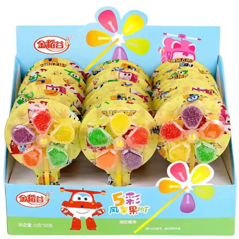 Wholesale Custom Sweet Fruit Assorted Windmill Candy Toy Kids Lollipop