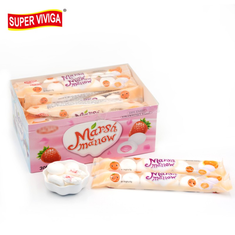 Halal Strawberry Flavor Fill Jam Marshmallow Candy From China