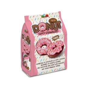 Factory Price Milk Chocolate Hazelnut Donut With Strawberry Coating