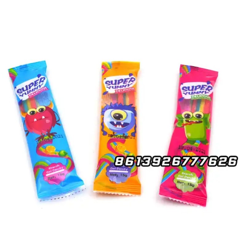 Short Rainbow Sugar Coated Sweet Sour Belt Gummy Candy