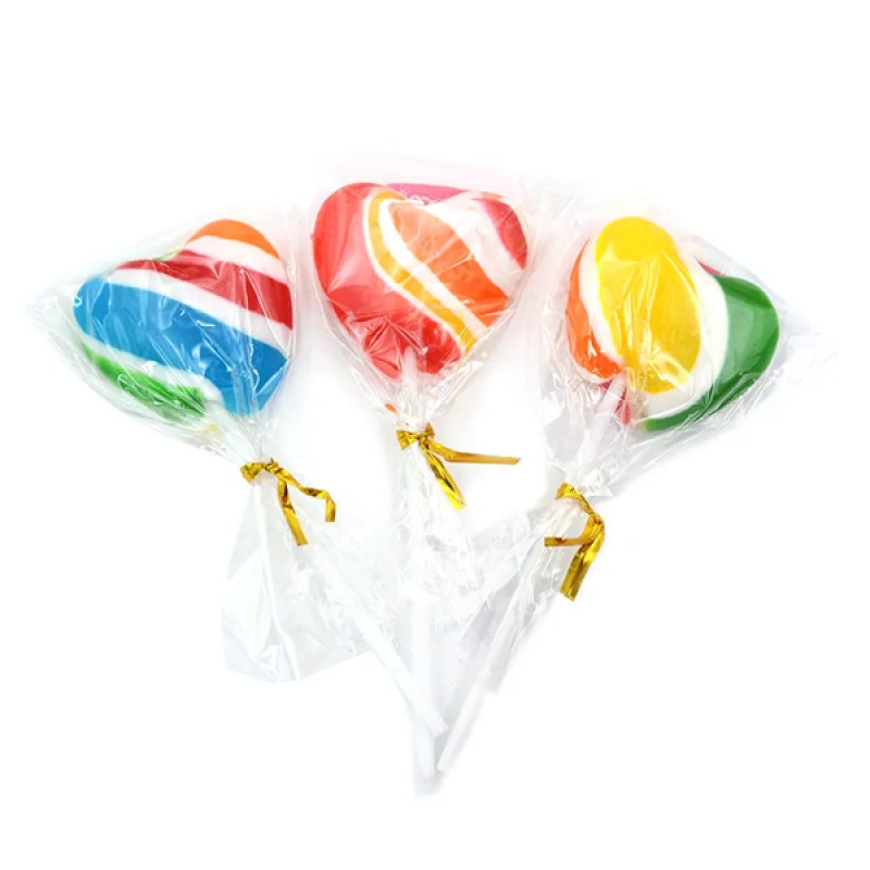 Wholesale Custom Rainbow Sweet Heart Shape Hard Lollipops