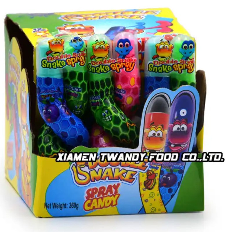 Factory Wholesale Fruit Snake Shape Sweet Sour Spray Liquid Candy