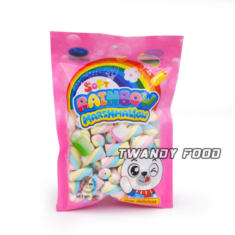 Factory Wholesale Sweet Fruit Flavour Halal Mini Twist Marshmallow Candy