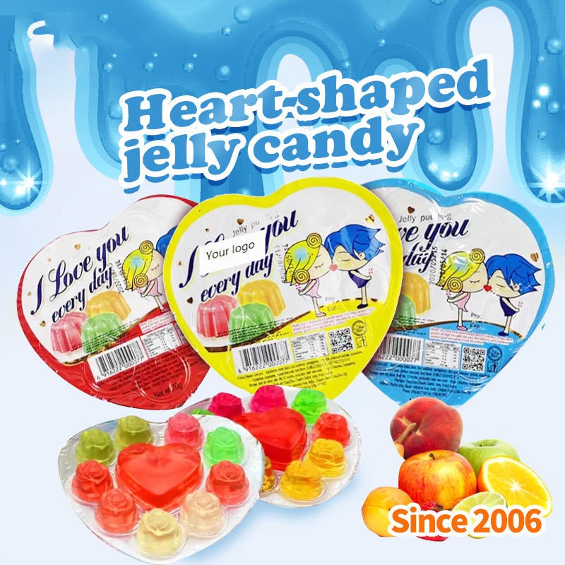 OEM Beautiful Colorful Heart Shape Sweet Fruit Jelly Pudding Cup