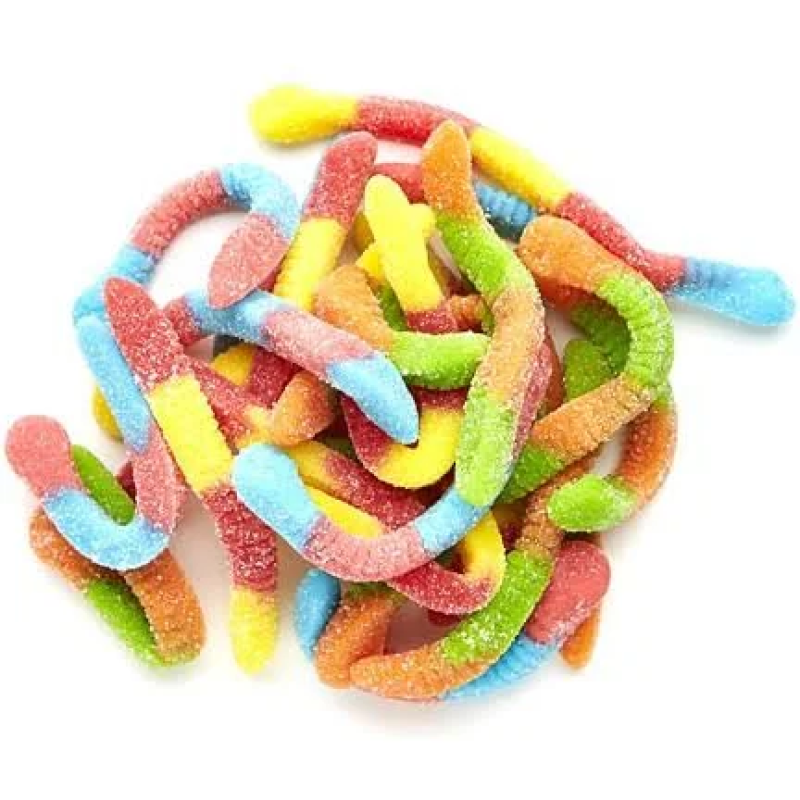 OEM Colorful Sugar Coated Sour Worm Jelly Gummy Candy
