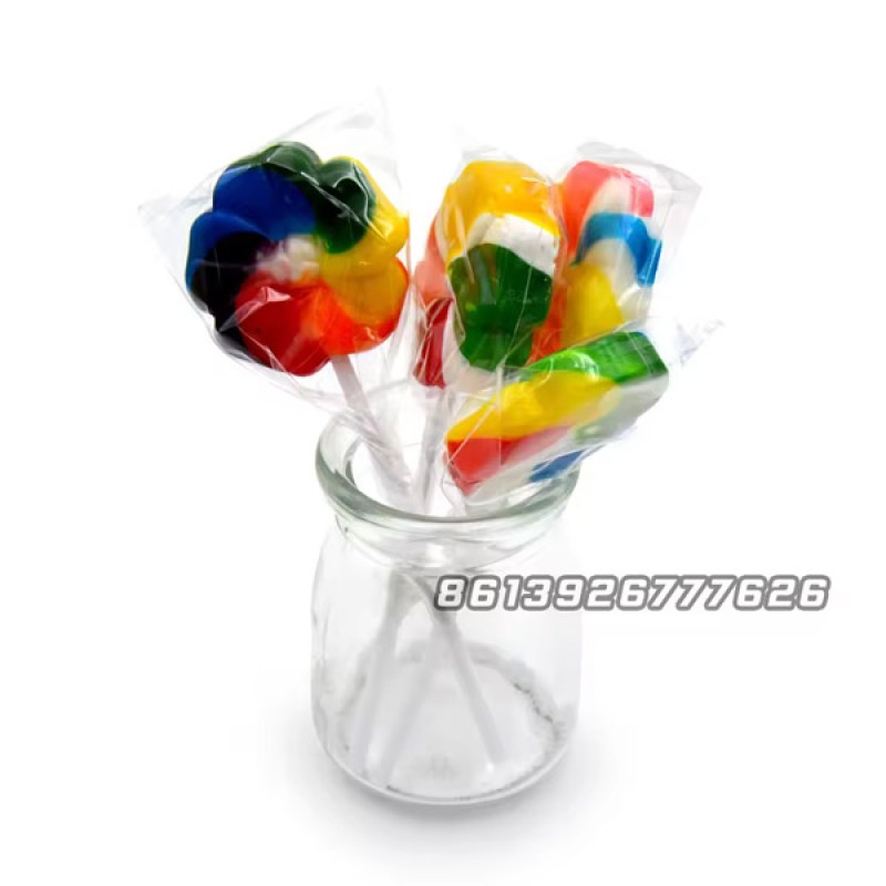 Wholesale Sweet Round Flower Shape Rainbow Lollipop Candy