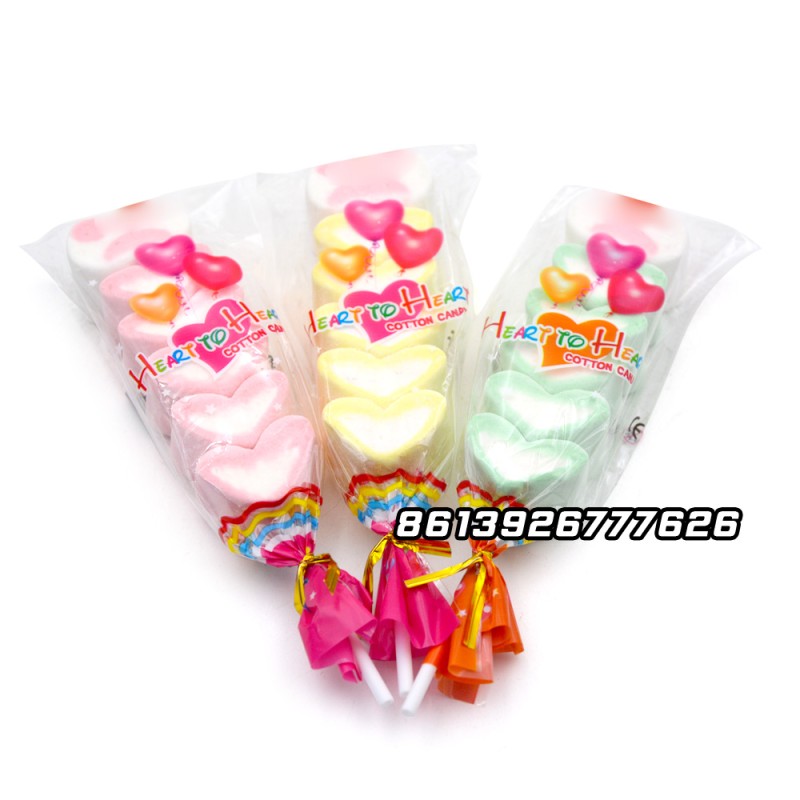 Wholesale Custom Halal Heart Shape Lollipop Marshmallow Candy