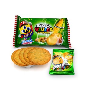 Superviviga Round Shape Crispy Thin Vegetable Corn Flavor Potato Biscuit Cracker