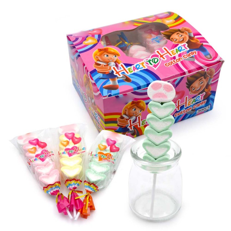 Wholesale Custom Halal Heart Shape Lollipop Marshmallow Candy