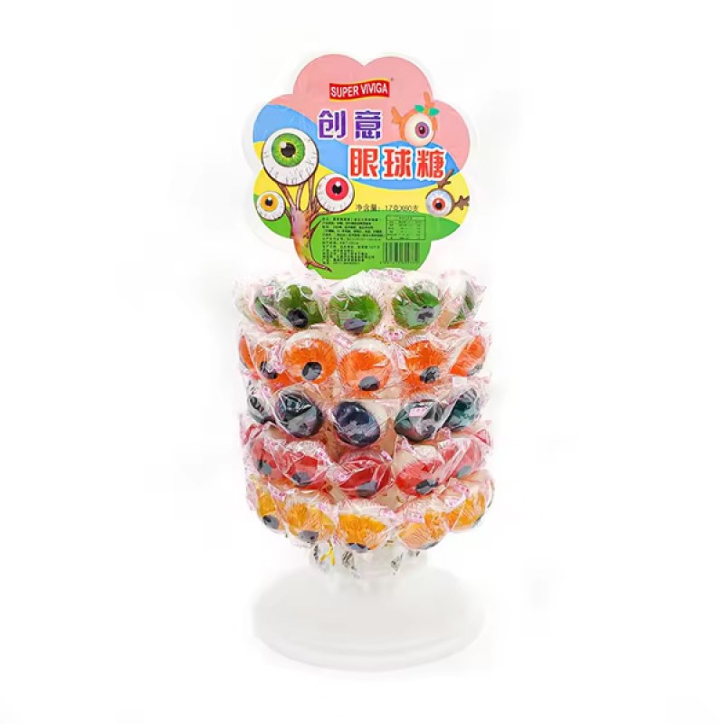 Wholesale Custom Colorful Sweet Fruit Hard Eye Lollipop