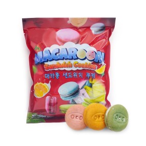 Wholesale Custom Soft Snack Macaron Sandwich Biscuit Cookies Cream Flavor in Sweet Taste Bag Packaging