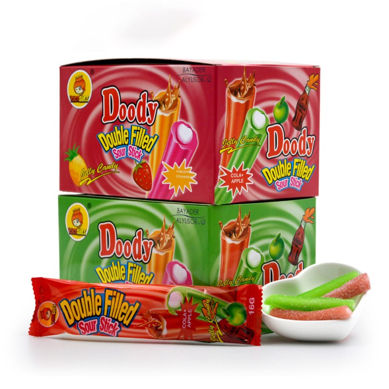 Oem Double Flavor Filled Sour Stick Candy