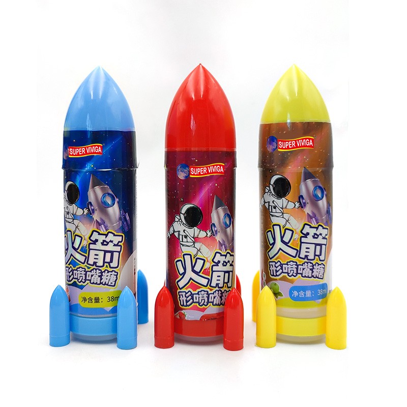 Factory Wholesale Rocket Shape Fruit Sweet Sour Spray Liquid Candy