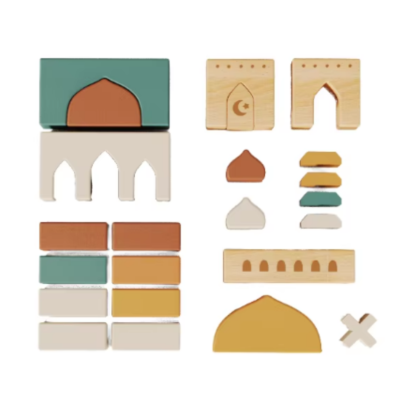 Wooden Masjid Building Blocks Manufacturer - Islamic Educational Toy Sets for Kids Gift