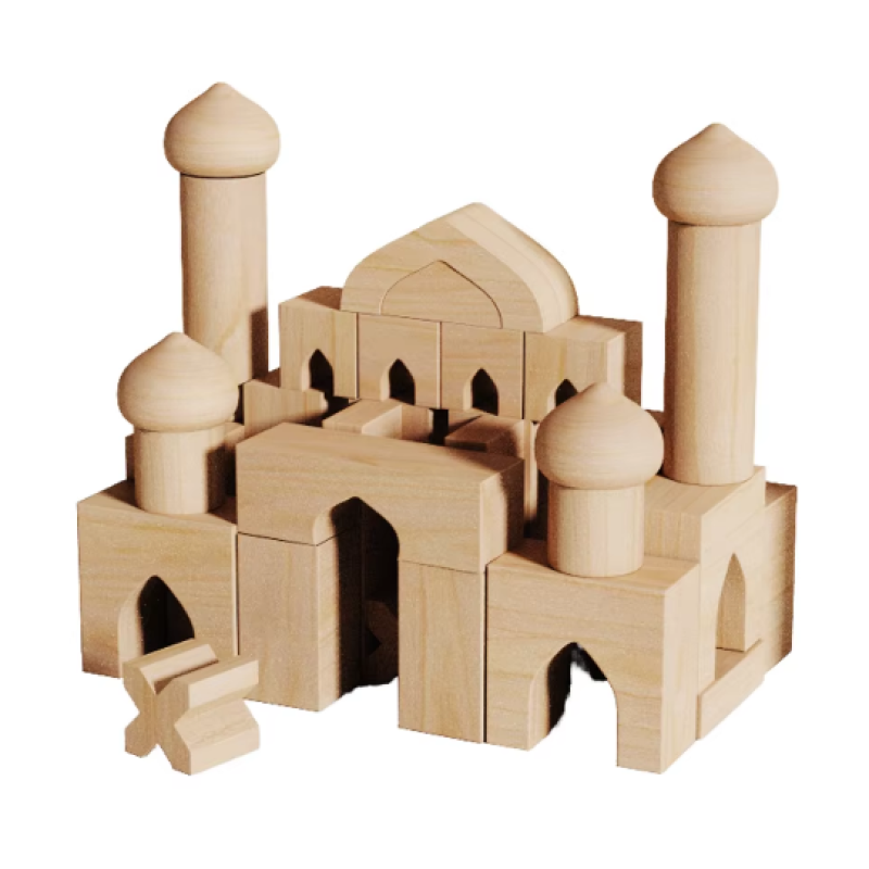 Wooden Mosque Playhouse Set Manufacturer - Modern Construction Toy with 40 Pieces Educational Historical Buildings DIY