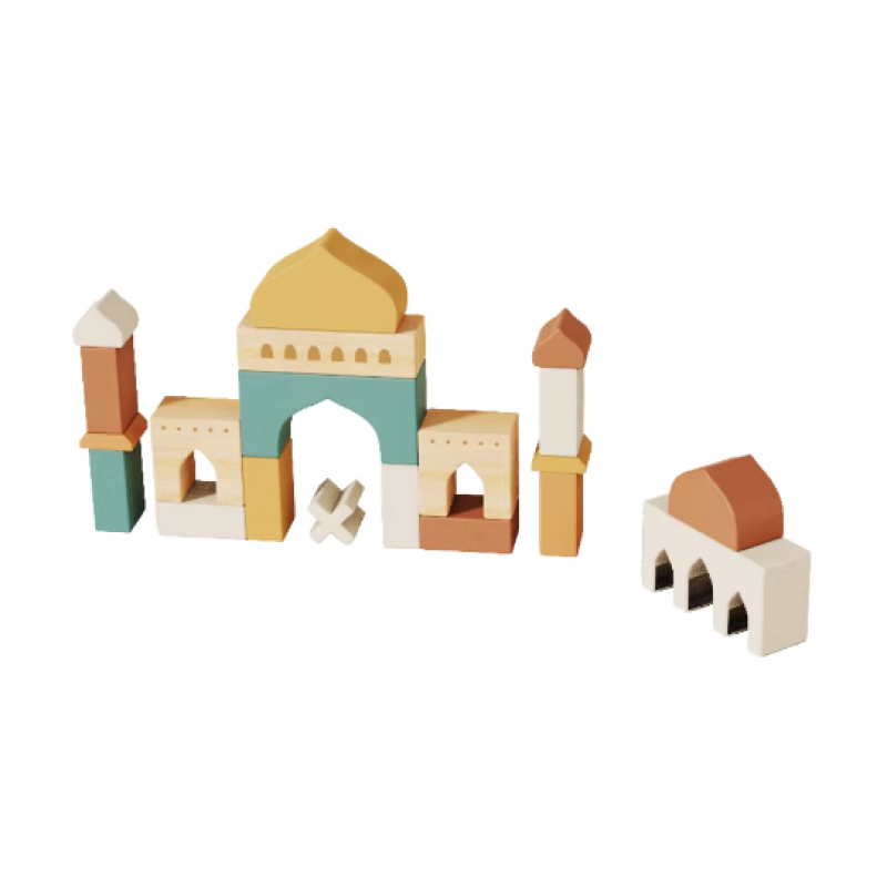 Wooden Masjid Building Blocks Manufacturer - Islamic Educational Toy Sets for Kids Gift