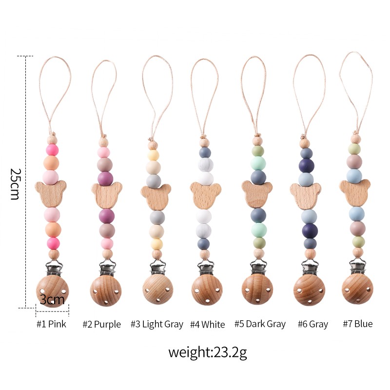 Baby Pacifier Clips Manufacturer - Food Grade Silicone Floral Cartoon Round Shape with Chain for Feeding