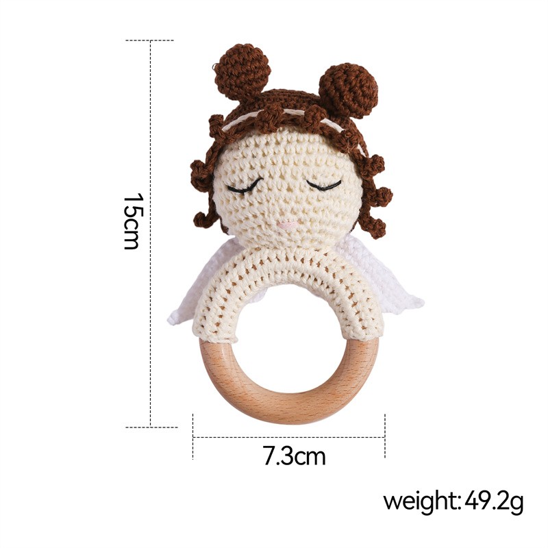 Baby Teethers Manufacturer - Unisex Soft Cute Angel Design Wooden Crochet Rattle