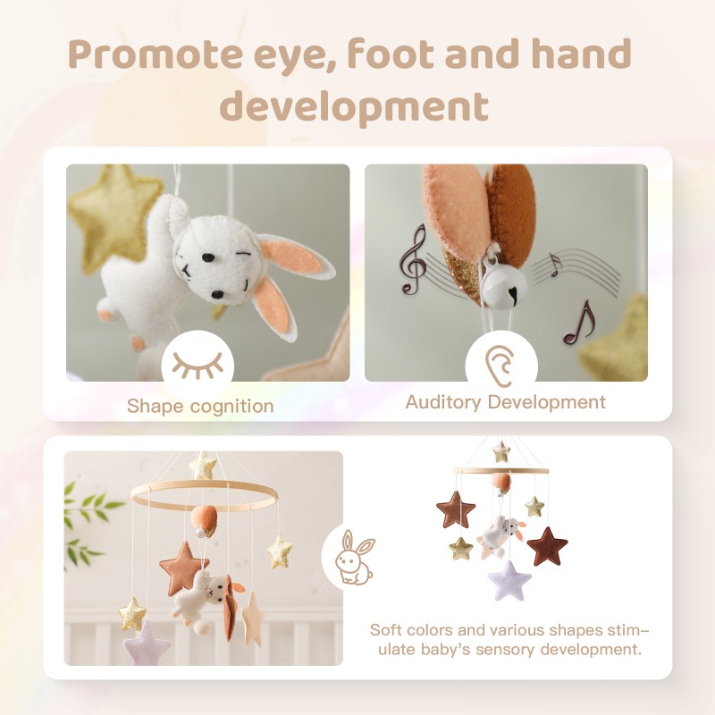 Baby Mobile Manufacturer - Handmade Musical Nursery Decor Felt with Wooden Frame Soft Toy for Room
