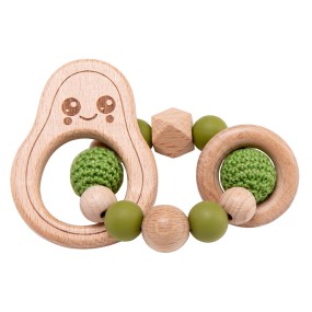 Wooden Teether Bracelet Manufacturer - Wholesale Food Grade Avocado Crochet Rope Rattle Toys