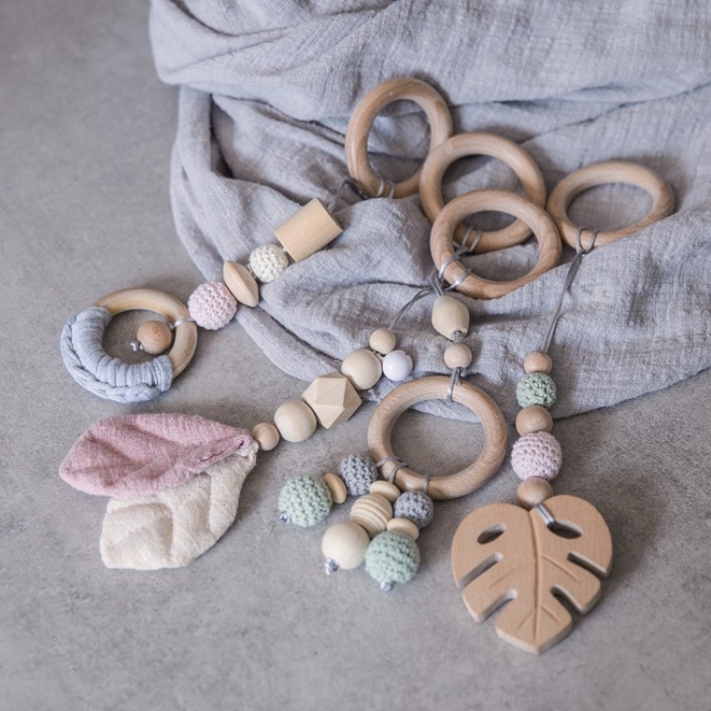 Baby Sensory Toy Manufacturer - Customized Four-Piece Fitness Natural Beech Wood Turtle Leaf Soft Toy