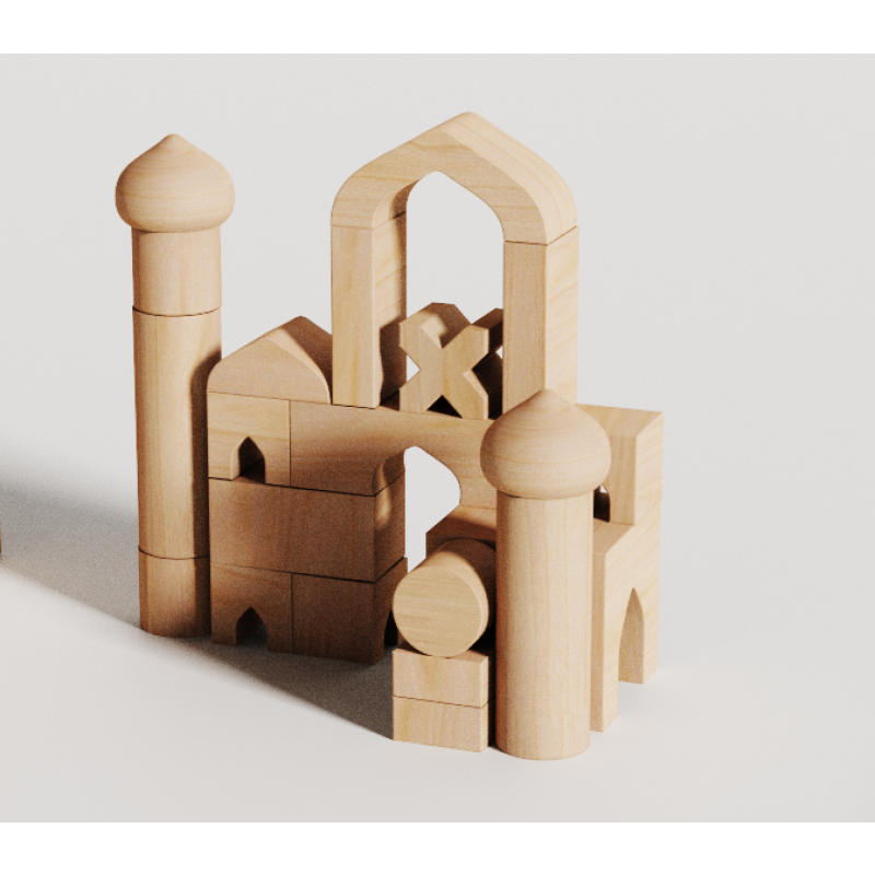 Wooden Mosque Playhouse Set Manufacturer - Modern Construction Toy with 40 Pieces Educational Historical Buildings DIY