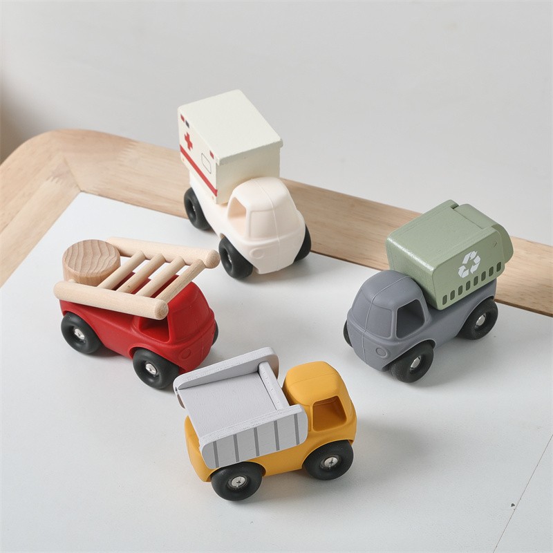 Silicone Toy Car Manufacturer - Unisex Montessori Colorful Early Educational Cognitive Traffic Bus in Bag