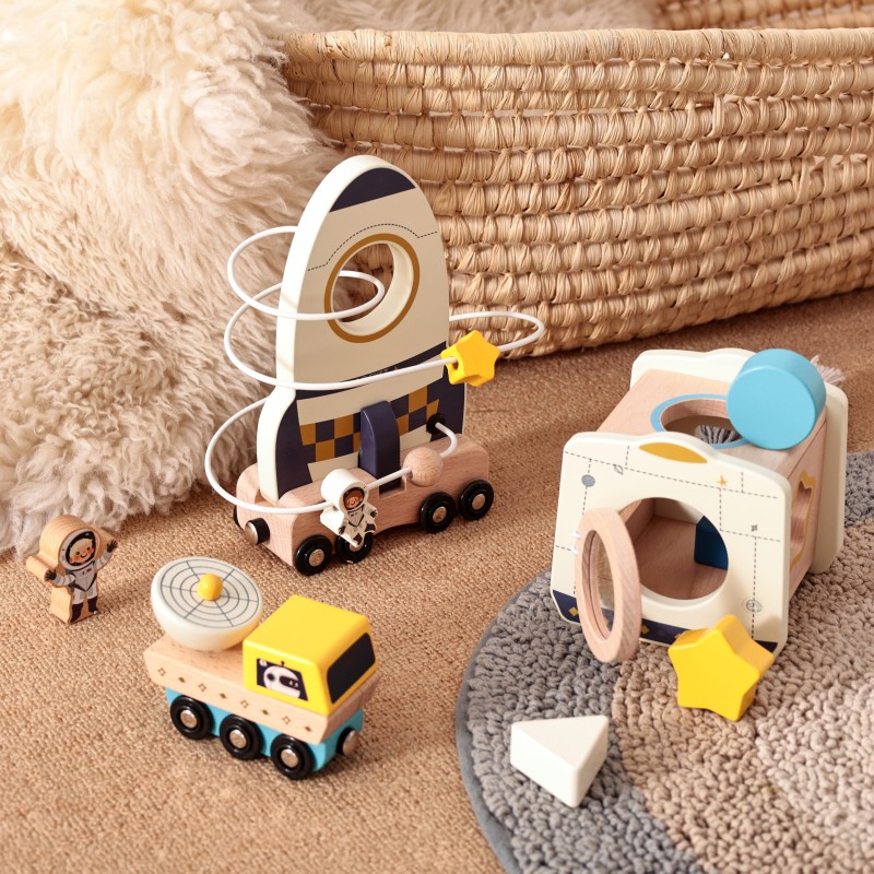 Science Educational Toy Set Manufacturer - Wooden Rocket Ball Game Learning Blocks for Boys Girls