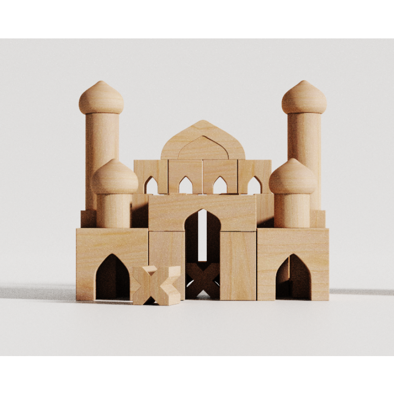 Wooden Mosque Playhouse Set Manufacturer - Modern Construction Toy with 40 Pieces Educational Historical Buildings DIY