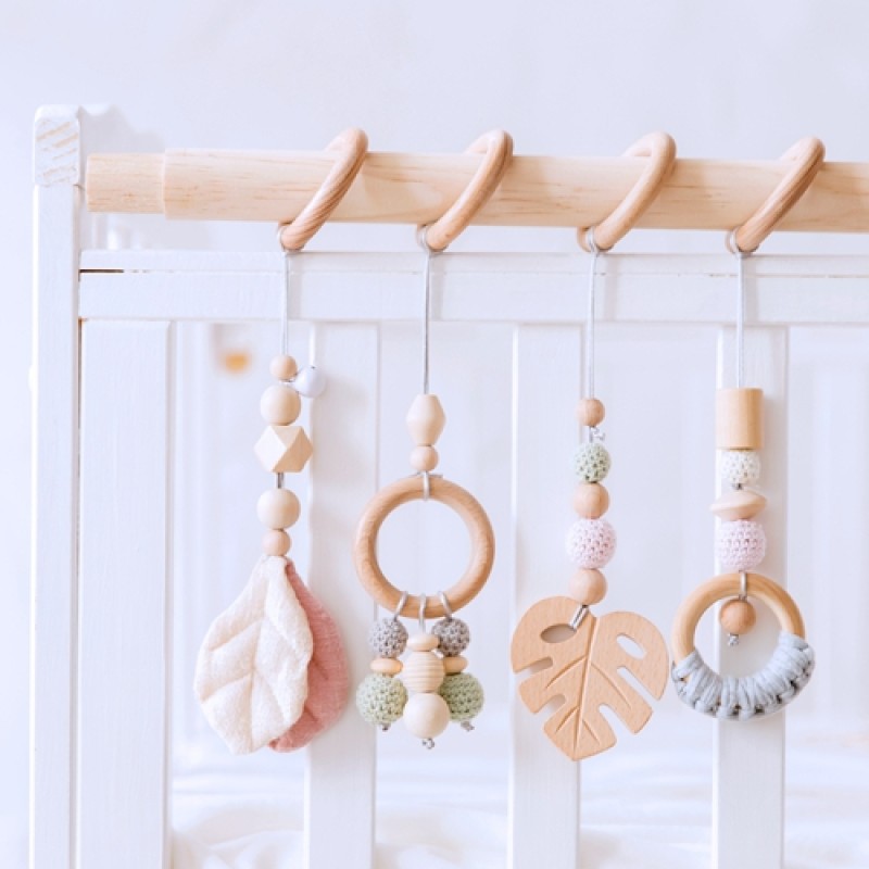 Baby Sensory Toy Manufacturer - Customized Four-Piece Fitness Natural Beech Wood Turtle Leaf Soft Toy