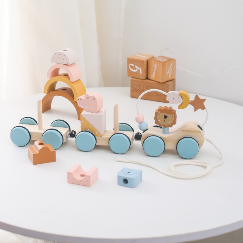 Wooden Train Set Manufacturer - New Arrival Montessori Baby Trailer & Educational Toys for Toddlers