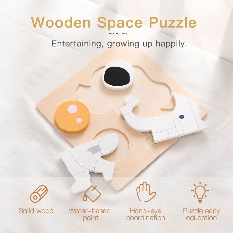 Wooden Puzzle Toy Manufacturer - Musical Matching Planet Astronaut Rocket Nesting for 2-4 Years