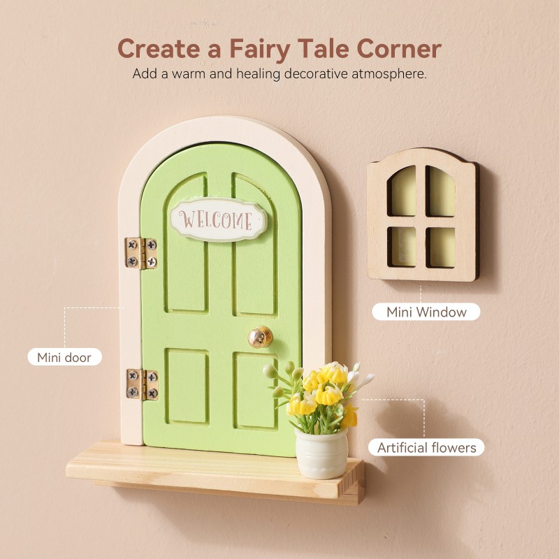 Wooden Baby Educational Toys Manufacturer - for 1-3 Years Birthday Home Decor Elf Door with Window Flower