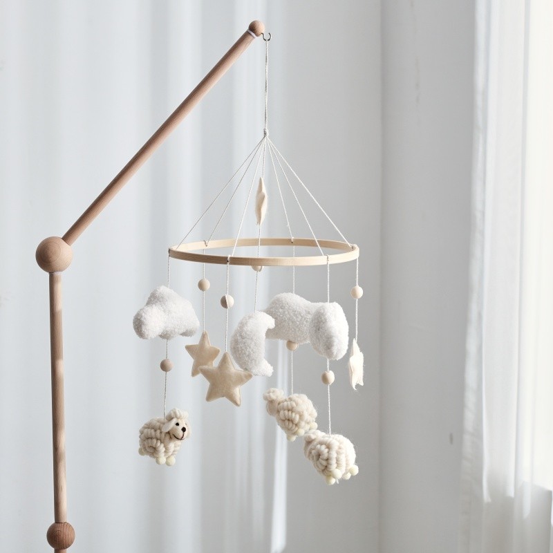 Baby Crib Decoration Manufacturer - Soft Teddy Fleece Alpaca Plush with Wooden Frame Hanging Bed Toy