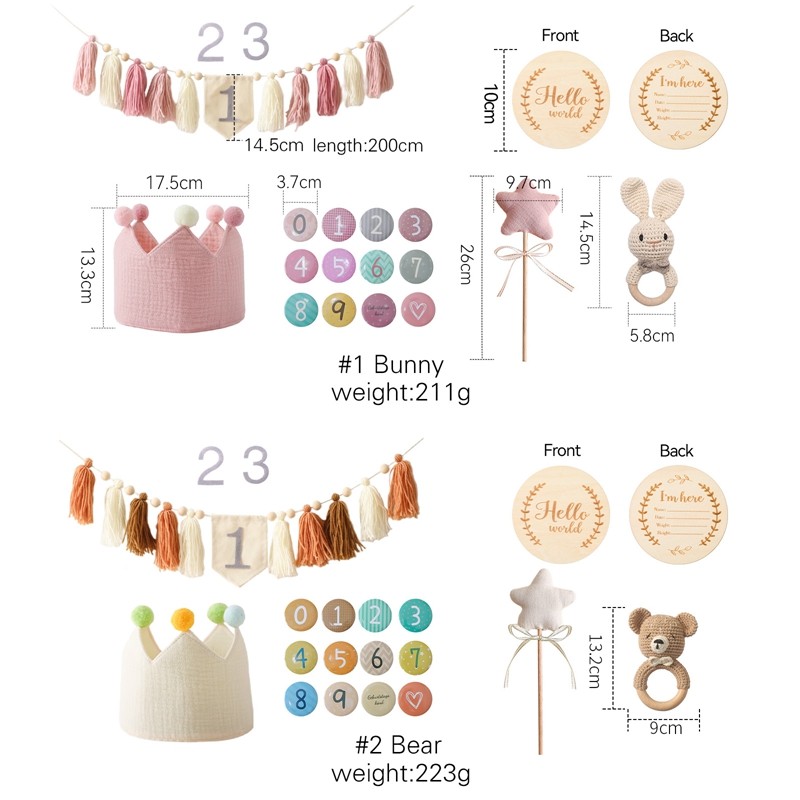 Commemorative Card Set Manufacturer - New Arrival Fabric Birthday Ring Magic Stick Crown Baby Souvenirs