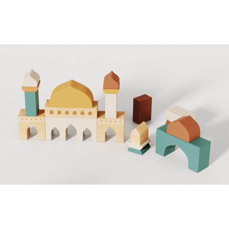 Wooden Masjid Building Blocks Manufacturer - Islamic Educational Toy Sets for Kids Gift