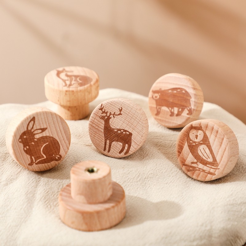 Wooden Drawer Knobs Manufacturer - Customized DIY LOGO Small Size for Early Education Home Decor 0-24 Months