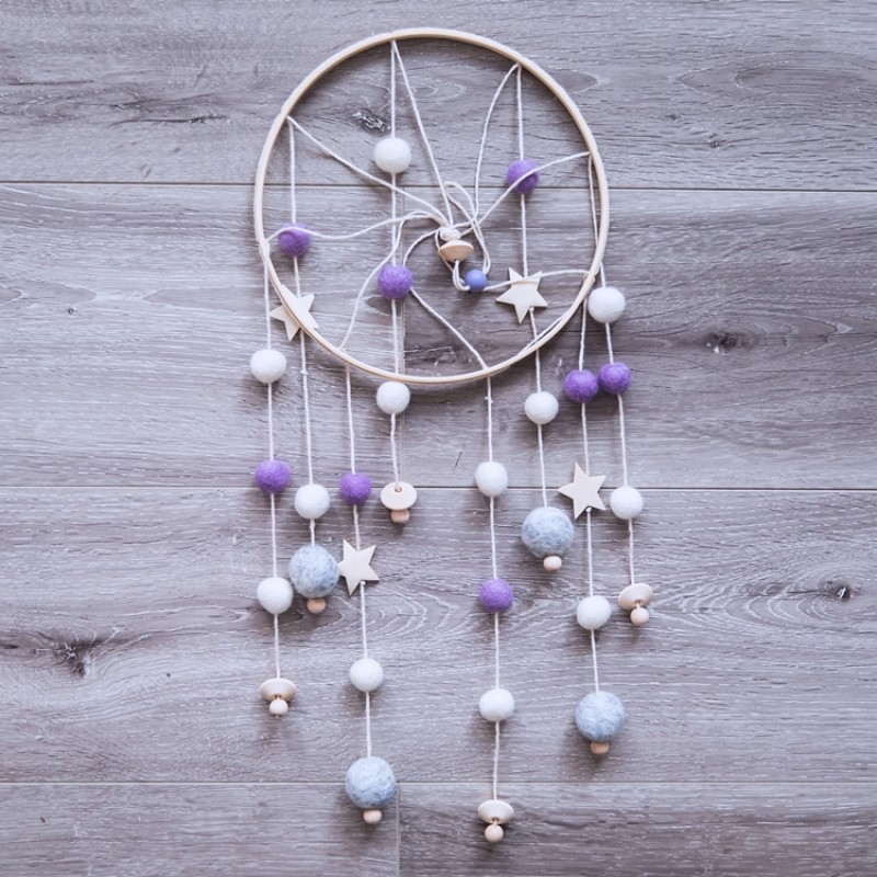 Felt Ball Wind Chime Manufacturer - Handmade Wooden Star Baby Mobiles Bed Bell Cradle Decoration for Stroller